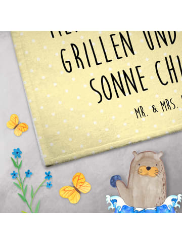 Mr. & Mrs. Panda Handtuch Igel Grillen mit Spruch in Gelb Pastell