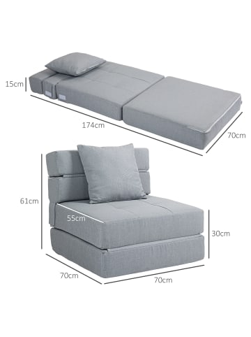 HOMCOM Schlafsessel in Hellgrau 70L x 70B x 61H cm