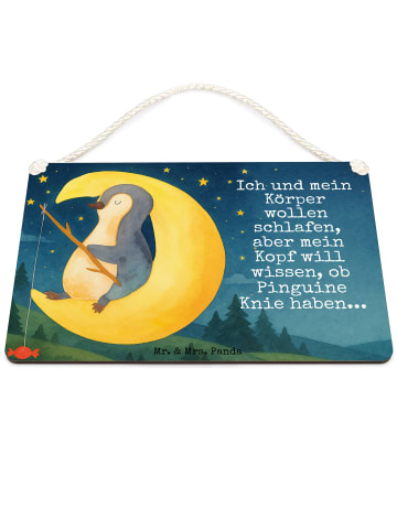 Mr. & Mrs. Panda Schild Pinguin Mond Design mit Spruch in Weiß