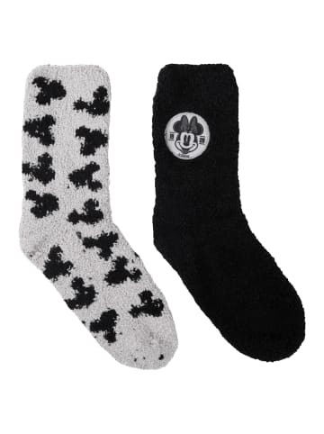 United Labels 2er Pack Disney Minnie Mouse Kuschelsocken warme Socken in grau/schwarz