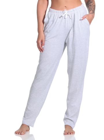 NORMANN Schlafanzug Pyjama Hose lang Mix & Match Streifen in Grau