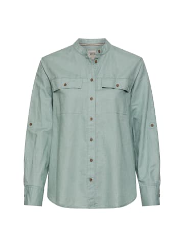 Camel Active Bluse mit Stehkragen und Knopfleiste in Jadeblau