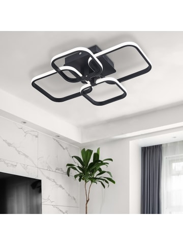 Tphecda Deckenlampe LED eckig 4-flammig 60W nicht dimmbar in Schwarz 60x46x10 cm