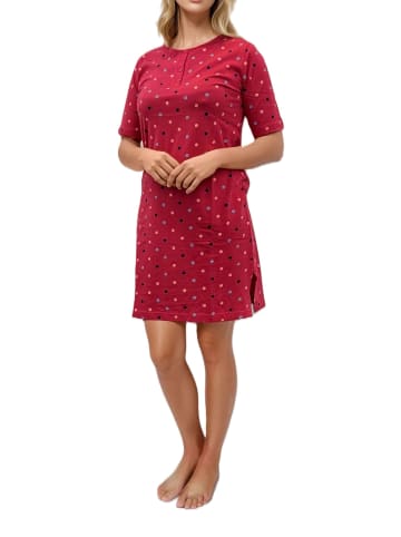 NORMANN Nachthemd kurzarm Tupfen Punkte Optik Übergröße 125 214 665 in rot