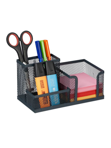 relaxdays Schreibtisch-Organizer in Anthrazit - (B)18,5 x (H)10 x (T)9,5 cm