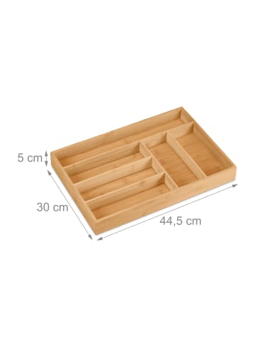 relaxdays Besteckkasten in Natur - (B)44,5 x (H)5 x (T)30 cm