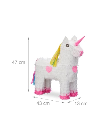 relaxdays Pinata Einhorn in Weiß/Rosa