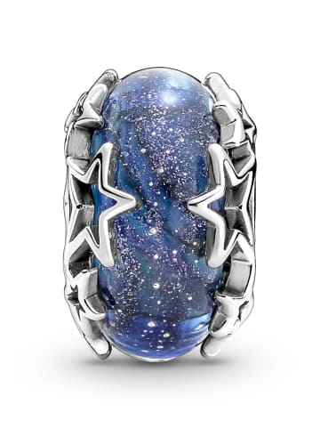 Pandora Silber Charm Murano Galaxienblau und Sterne