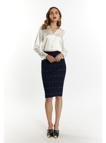 faina Damen Strickrock Mit Strass-Steinen in Marine