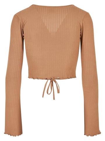 Urban Classics Urban Classics Damen Ladies Cropped Rib Wrapped Longsleeve in darktaupe