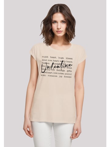 F4NT4STIC T-Shirt Valentine Herz Hugs Love Flowers in Whitesand