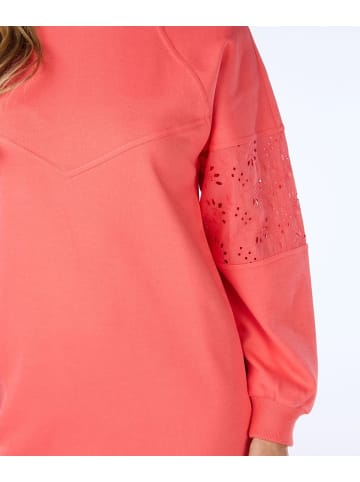 Esqualo Sweatkleid mit Spitzeneinsatz in Coralle