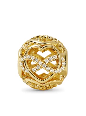 GNOCE Silber vergoldet Zirkonia Charm Herz Infinity