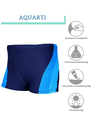 Aquarti Jungen Kinder Badehose Seitliche Paspel in blau-kombi