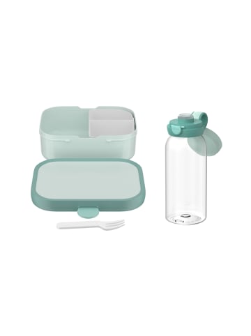 Mepal 2er Set Lunchset (Flasche mit Klappdeckel) Campus 600 ml + 750 ml in Cool Mint