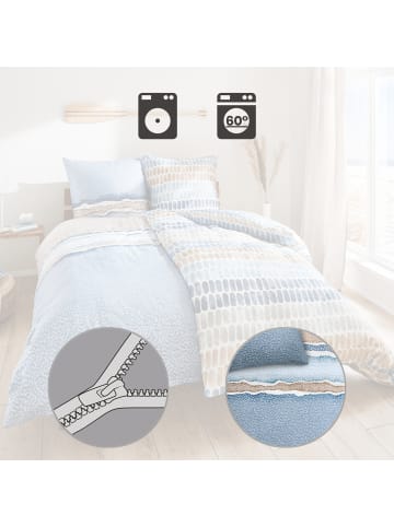 Kleine Wolke Mako-Satin Bettwäsche in eisblau-taupe