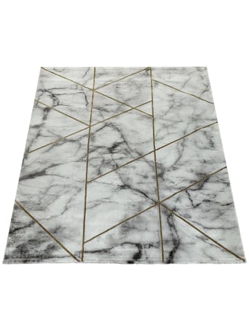 KADIMA DESIGN Teppich Kurzflor Marmoroptik Wohnzimmer schmutzabweisend in Gold