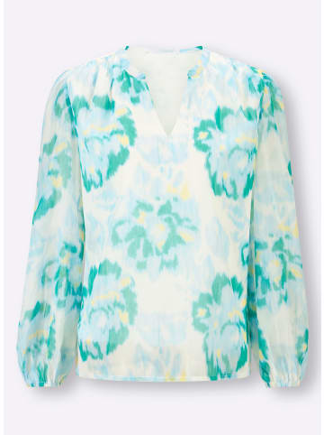 Heine Druckbluse in hellblau-ecru-bedruckt