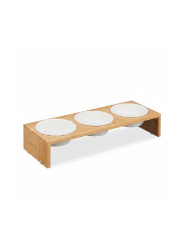 relaxdays Hunde-Futterstation in Natur/ Weiß- (B)46,5 x (H)9,5 x (T)17 cm