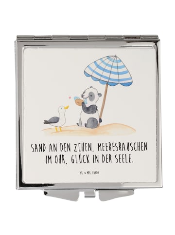 Mr. & Mrs. Panda Handtaschenspiegel quadratisch Sommer Meer Glüc... in Weiß