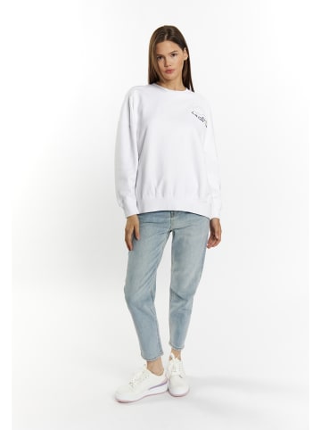 myMo Damen Sweatshirt Mit Applikation in Weiss