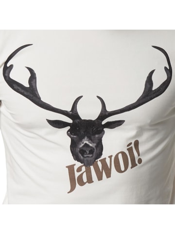 tectake T-Shirt mit originellem Hirsch-Aufdruck, weiß