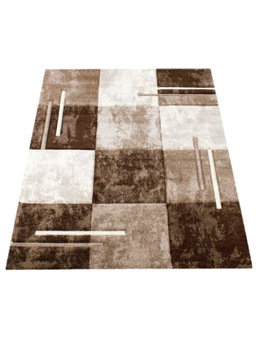 KADIMA DESIGN Teppich Kurzflor Karo Wohnzimmer in Braun