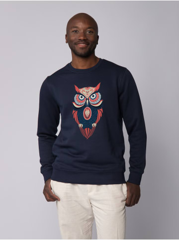 wat? Apparel Sweatshirt Colorful Owl in Dunkelblau