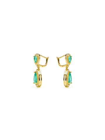 Luxenter Ohrringe  mit grünem Paraiba-Hydrothermalquarz, 18 Karat Gelbgold-Finish – Misim