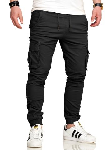 SOUL STAR Cargohose - S2LOM Chino Jogger Jeans Hose Stoffhose Freizeithose in Schwarz