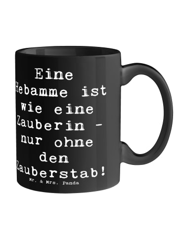 Mr. & Mrs. Panda Teetasse Spruch Hebamme Magie mit Spruch in Schwarz