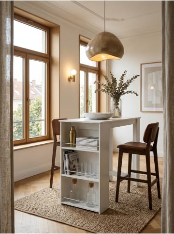 KADIMA DESIGN Küchentresen Edelstahl | 3 Fächer, 120cm, XXL-Arbeitsfläche in Weiß