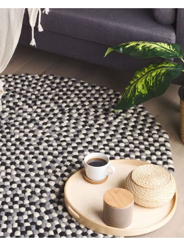 Beliani Kurzflor PENEK in Schwarz/Grau/Beige - (W) 140 x (H) 3 x (L) 140 cm