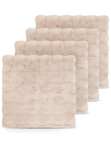 Aspero 4er Set Kissenbezüge aus Fellimitat 60x60 cm Milan in Taupe