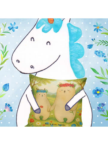 Mr. & Mrs. Panda Kopfkissen Bären mit Blumenkranz Design ohne Sp... in Weiß