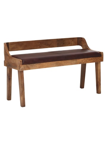 KADIMA DESIGN Sitzbank Echtleder / Massivholz Bank 108x63x43 cm, Polsterbank mit