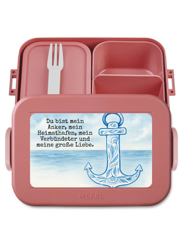 Mr. & Mrs. Panda Snackbox Anker Blau Design mit Spruch in Rot Pastell