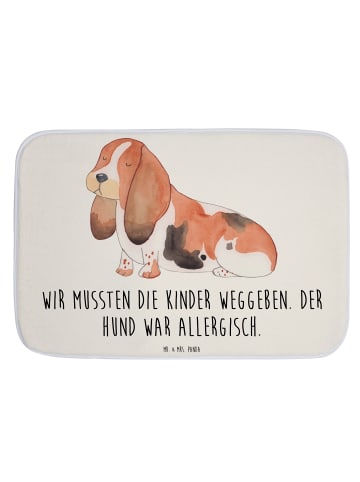 Mr. & Mrs. Panda duschmatte Hund Basset Hound mit Spruch in Weiß