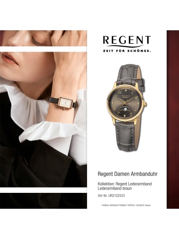 Regent Armbanduhr-Analog braun mittel (ca. 31,5mm) Regent Lederarmband