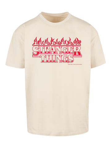 F4NT4STIC Heavy Oversize T-Shirt Stranger Things Flames Netflix TV Series in sand