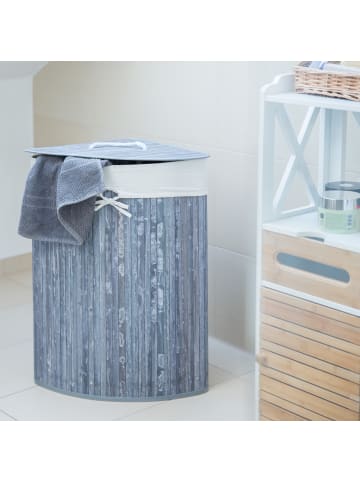 relaxdays 3 x Eckwäschekorb in Grau - (B)49,5 x (H)65 x (T)37 cm