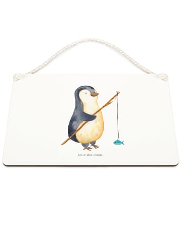 Mr. & Mrs. Panda Holzschild Pinguin Angler ohne Spruch in Transparent
