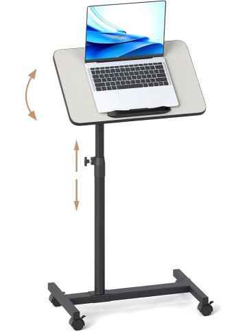 COSTWAY Betttisch auf Rollen höhenverstellbar in Grau