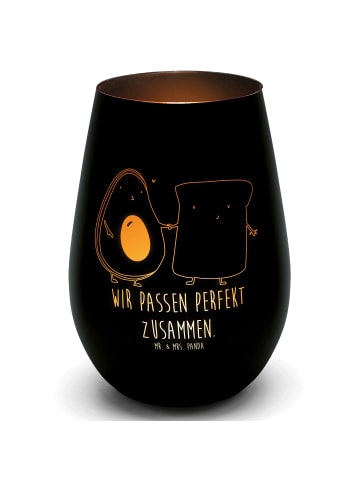 Mr. & Mrs. Panda Teelichthalter Glas Avocado Toast mit Spruch in Schwarz