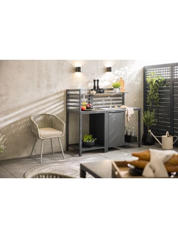 home24 Gartenküchenset Portol 2-teilig Kombi B in Schwarz