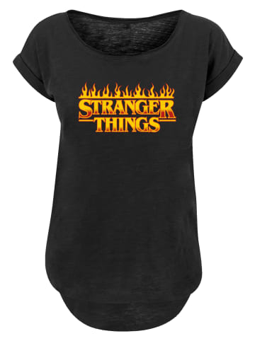 F4NT4STIC Long Cut T-Shirt Stranger Things Fire Logo Women Netflix TV Series in schwarz
