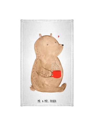 Mr. & Mrs. Panda Gästehandtücher Bär Kaffee ohne Spruch in Weiß