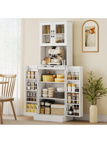 HOMCOM Küchenschrank-60L x 39,5B x 180H cm-Weiß