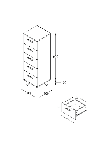 ebuy24 Badschrank LandosSB anthrazit Anthrazit 30 x 30 cm