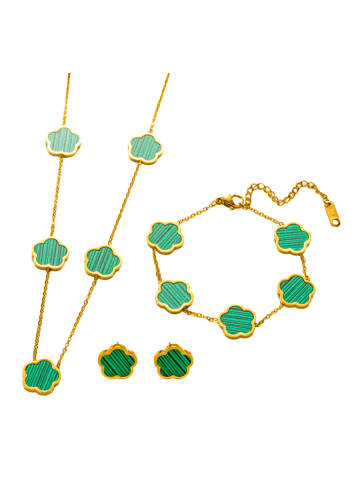 ENGELSINN Schmuck-Set Blume Halskette Armband Ohrstecker in Gold